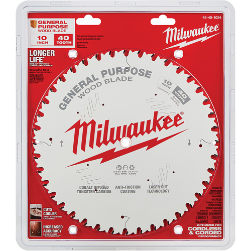 Lame de scie circulaire pour usage g&eacute;n&eacute;ral, 10", 40 dents, Pour Bois Chandler Sales