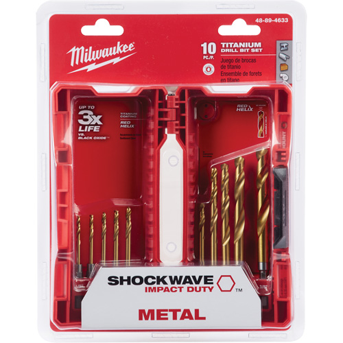 Shockwave Red Helix Drill Bit Set, 10 Pieces, Titanium Chandler Sales
