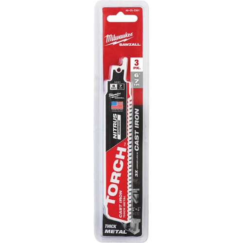 Lames de scie alternative Sawzall Torch, Carbure, 7 Dents par pouce, 6" lo x 2" la Chandler Sales