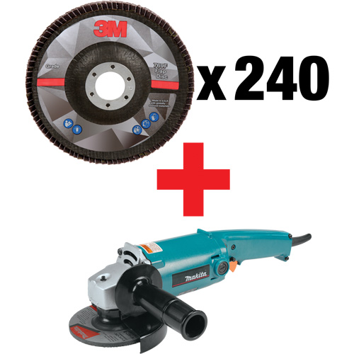 769F Flap Disc & Angle Grinder Kit, 5" x 7/8", Type 29, 40+ Grit, Ceramic Chandler Sales