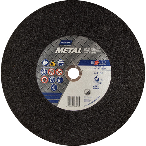 Metal A Chop Saw Cut-Off Wheel, 14" x 3/32", 1" Arbor, Type 01/41, Aluminum Oxide, 4365 RPM Chandler Sales