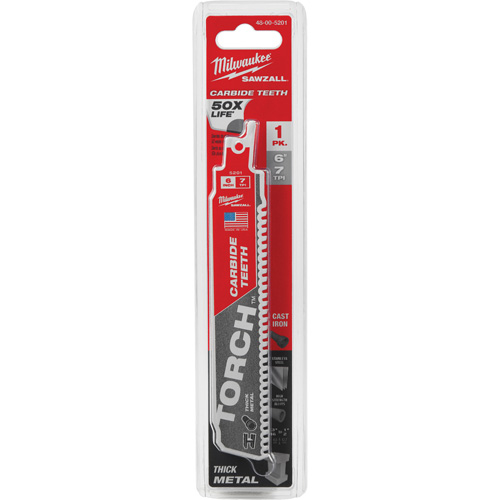 Sawzall&reg; Torch Saw Blade, Carbide, 7 TPI, 6" L x 1" W Chandler Sales