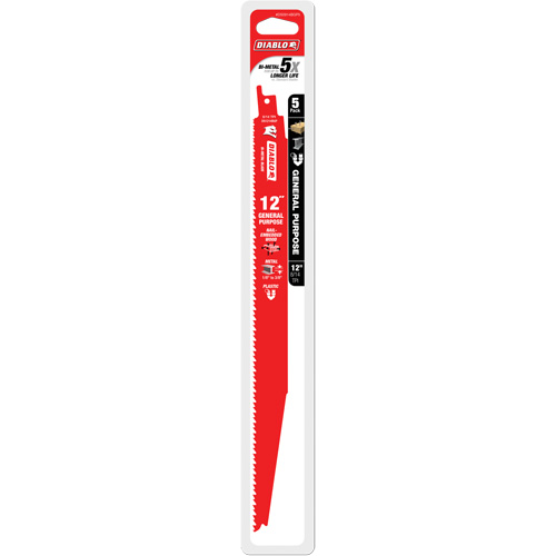 Lame de scie alternative tout usage, Bim&eacute;tal, 8-14 Dents par pouce, 12" lo x 1" la Chandler Sales