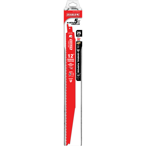 Lame de scie alternative tout usage, Bim&eacute;tal, 8-14 Dents par pouce, 12" lo x 1" la Chandler Sales