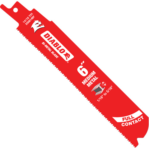 Lame de scie alternative de s&eacute;rie moyenne pour le m&eacute;tal, Bim&eacute;tal, 14-18 Dents par pouce, 6" lo x 1" la Chandler Sales