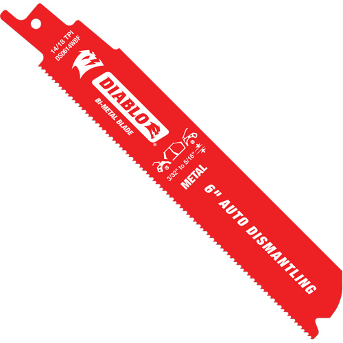 Lame de scie alternative autod&eacute;montage, Bim&eacute;tal, 14-18 Dents par pouce, 6" lo x 1" la Chandler Sales
