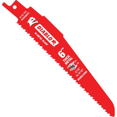 Lame de scie alternative pour la d&eacute;molition et les m&eacute;taux &eacute;pais, Bim&eacute;tal, 8-10 Dents par pouce, 6" lo Chandler Sales