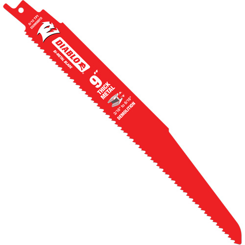 Lame de scie alternative pour la d&eacute;molition et les m&eacute;taux &eacute;pais, Bim&eacute;tal, 8-10 Dents par pouce, 9" lo Chandler Sales