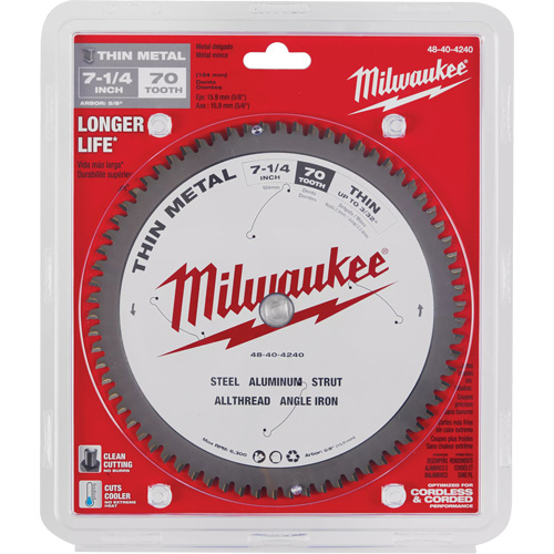 Lame de scie circulaire, 7-1/4", 70 dents, Pour M&eacute;tal Chandler Sales