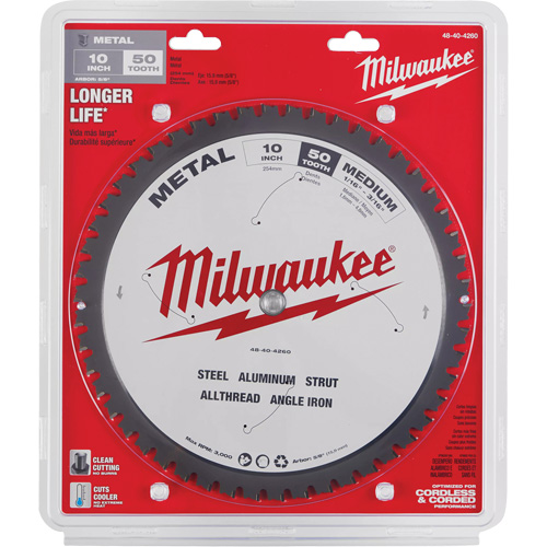 Lame de scie circulaire, 10", 50 dents, Pour M&eacute;tal Chandler Sales
