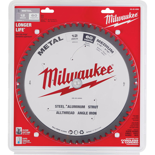 Lame de scie circulaire, 12", 60 dents, Pour M&eacute;tal Chandler Sales