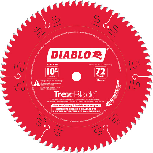 Lame de scie &agrave; d&eacute;couper Trex Blade, 10", 72 dents, Pour Plastique/Plastique Chandler Sales