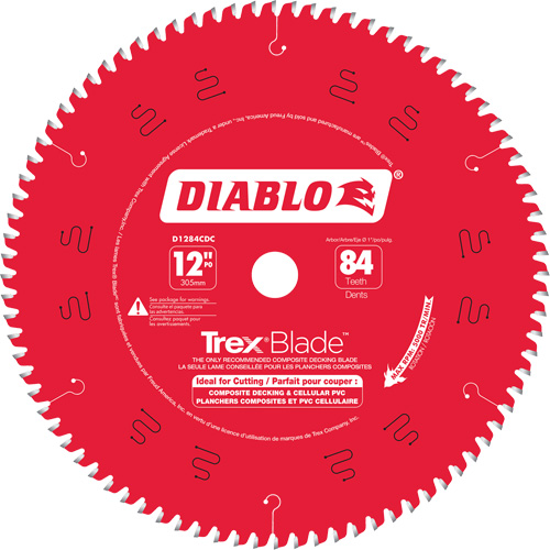 Lame de scie &agrave; d&eacute;couper Trex Blade, 12", 84 dents, Pour Plastique/Plastique Chandler Sales
