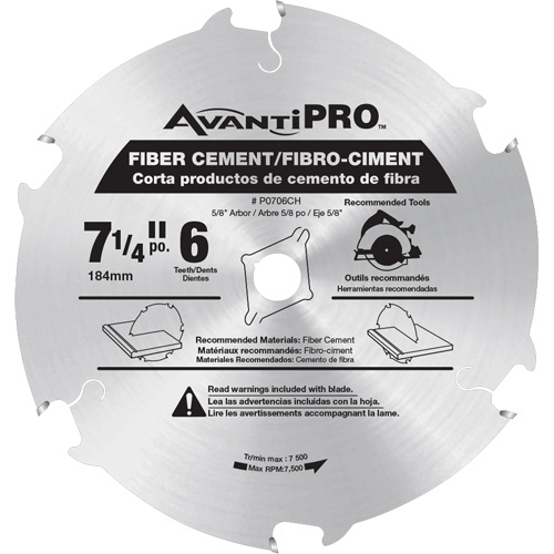 Lame de scie AvantiPro, 7-1/4", 6 dents, Pour B&eacute;ton de fibre Chandler Sales