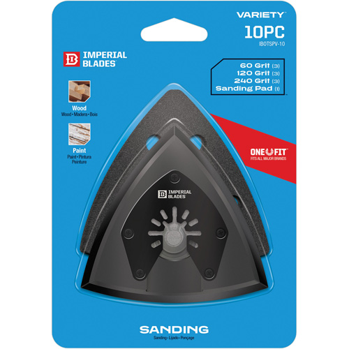 Patin de ponçage triangulaire pour outil oscillant et assortiment de papiers abrasifs One Fit Chandler Sales