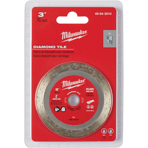 Tile Blade, 3" x 3/8" Arbor, Diamond, 20000 RPM Chandler Sales