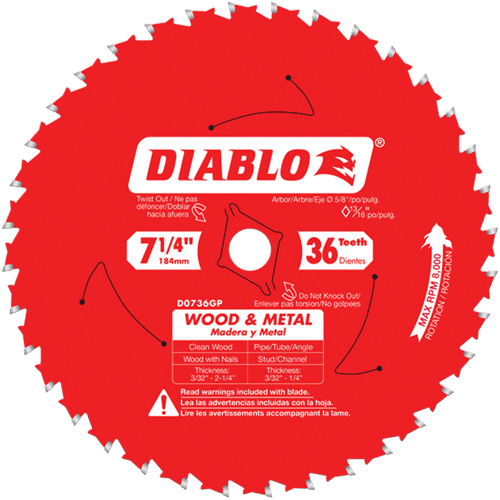 Lame de scie Cermet II Steel Demon, 7-1/4", 36 dents, Pour M&eacute;tal Chandler Sales