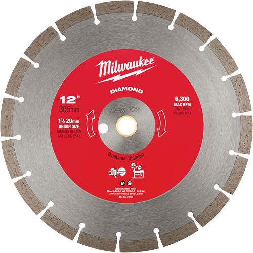 Lame de scie circulaire &agrave; diamant segment&eacute;e XC406, 12", Pour B&eacute;ton Chandler Sales