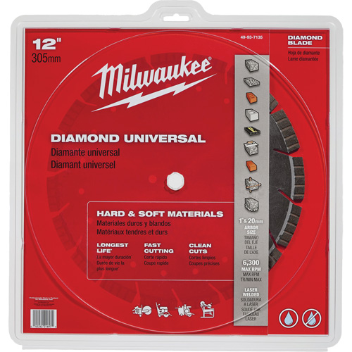 Segmented Turbo Universal Diamond Circular Saw Blade, 12", Stone/Concrete/Brick/Asphalt/Green Concrete Use Chandler Sales