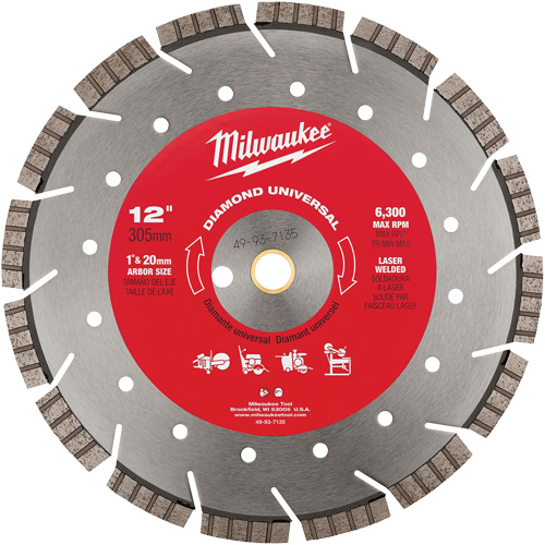 Segmented Turbo Universal Diamond Circular Saw Blade, 12", Stone/Concrete/Brick/Asphalt/Green Concrete Use Chandler Sales