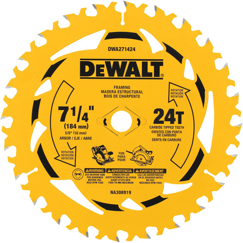 Lame de scie circulaire, 7-1/4", 24 dents, Pour Bois Chandler Sales