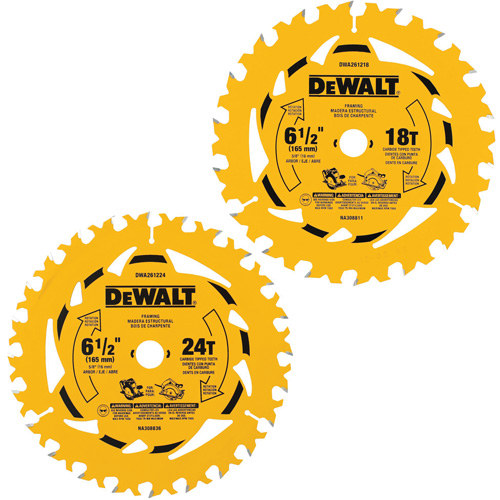 Assortiment de lames de scie circulaire, 6-1/2", 18/24 dents, Pour Bois Chandler Sales