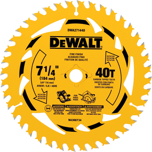 Lame de scie circulaire, 7-1/4", 40 dents, Pour Bois Chandler Sales