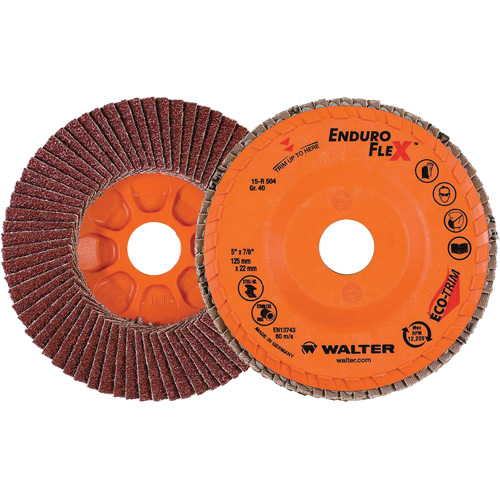 Disque &agrave; lamelles Enduro-Flex, 5" x 7/8", Type 27, Grain 40, Alumine de zirconium Chandler Sales