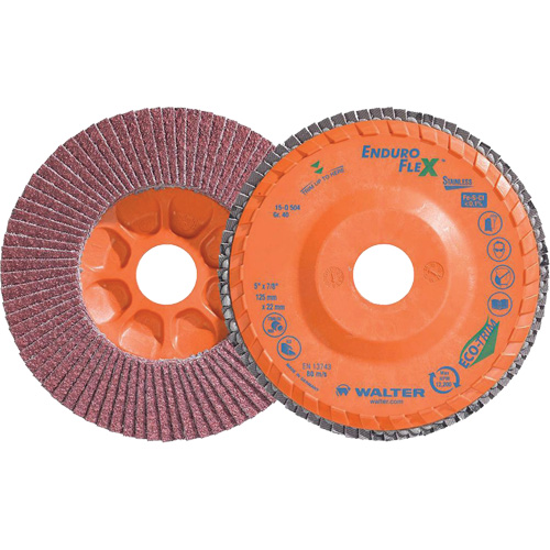 Enduro-Flex Stainless Flap Disc, 5" x 5", Type 27, 40 Grit, Zirconia Alumina Chandler Sales