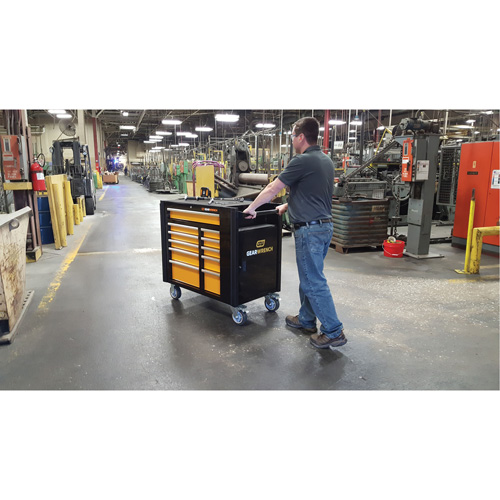 Powered Tool Cart, 11 Drawers, 42-1/2" W x 24-7/16" D x 41" H, Black/Orange Chandler Sales