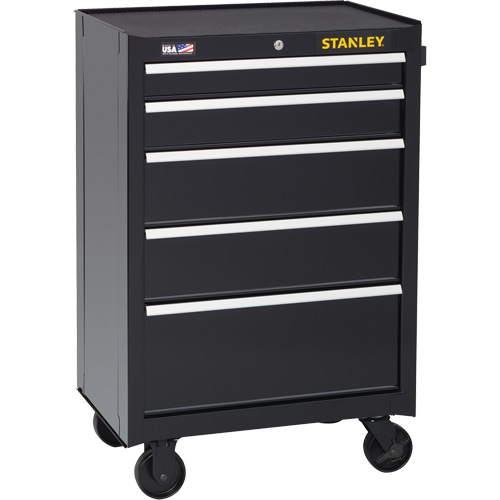 300 Series Rolling Tool Cabinet, 5 Drawers, 26-1/2" W x 18" D x 40-1/2" H, Black Chandler Sales