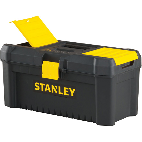 Essential&reg; Tool Box with Tray, 16" W x 8" D x 7-3/10" H, Black/Yellow Chandler Sales