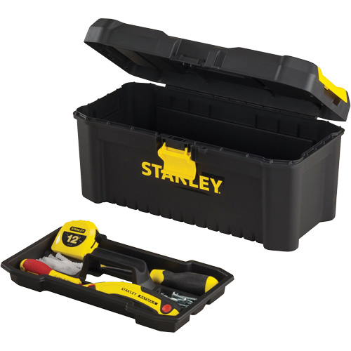 Essential&reg; Tool Box with Tray, 16" W x 8" D x 7-3/10" H, Black/Yellow Chandler Sales
