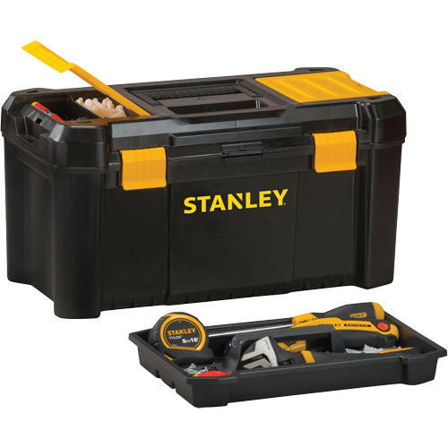 Coffre &agrave; outils avec plateau Essential, 19" la x 9-7/8" p x 9-3/4" h, Noir/Jaune Chandler Sales