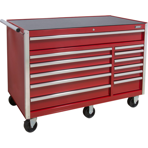 Industrial Tool Cart, 12 Drawers, 56" W x 24-1/2" D x 38-1/8" H, Red Chandler Sales