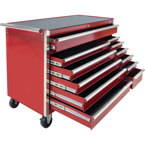 Industrial Tool Cart, 12 Drawers, 56" W x 24-1/2" D x 38-1/8" H, Red Chandler Sales