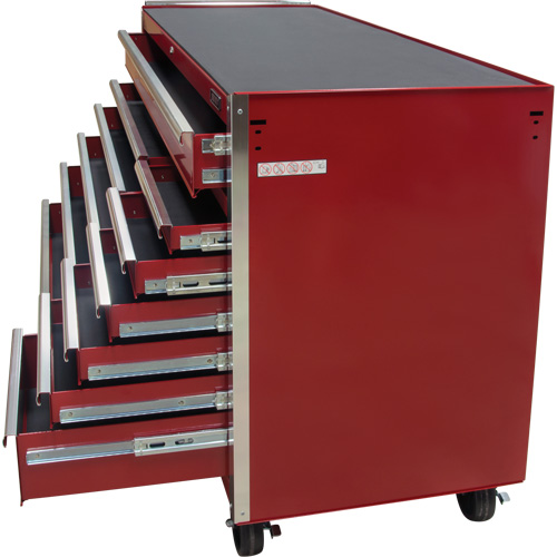 Industrial Tool Cart, 12 Drawers, 56" W x 24-1/2" D x 38-1/8" H, Red Chandler Sales