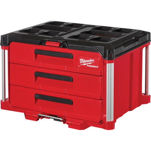 Packout 3-Drawer Tool Box, 16-1/3" x 14-1/3" x 22-1/5", Black/Red Chandler Sales