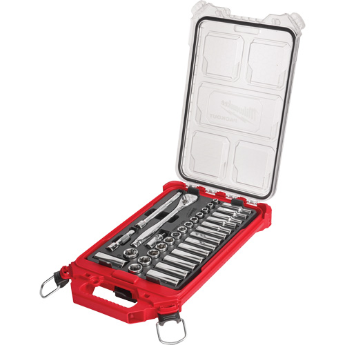 Metric Ratchet & Socket Set with Packout Low-Profile Compact Organizer, 32 Pcs, 3/8" Drive Size, Deep Chandler Sales