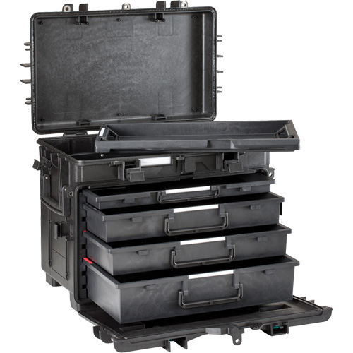 Military Mobile Tool Chest With Drawers, 4 Drawers, 22-4/5" W x 15" D x 18" H, Black Chandler Sales