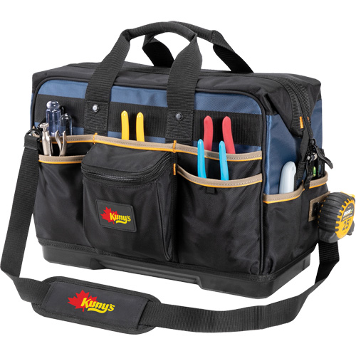 Sac &agrave; outils ferm&eacute; pour entrepreneurs &agrave; base moul&eacute;e, Polyester balistique, 29 pochettes, Noir/Bleu Chandler Sales