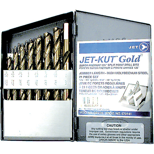 Jeu de forets de premi&egrave;re qualit&eacute; GF21R Jet-Kut GOLD, 21 morceaux, Acier Chandler Sales