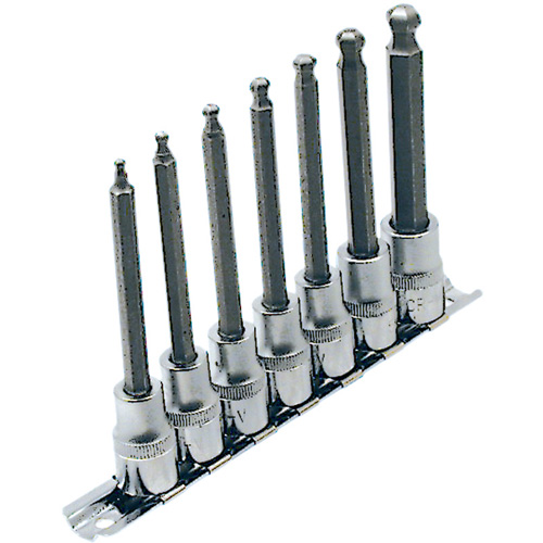 LHSW-3807 SAE 4" Long Ball Nose Socket Set, Hex Ball, 3/8" Drive, 7 Pcs Chandler Sales