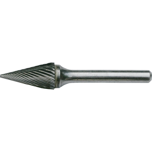 CLEVELAND Solid Carbide Burrs - Pointed Cone Shape, SM-42, 1/8" Dia., 1/8" Shank, 7/16" Depth of Cut Chandler Sales