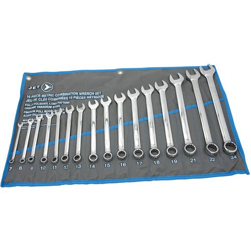 Fully Polished Long Pattern Combination Wrench Set, Combination, 16 Pieces, Metric Chandler Sales