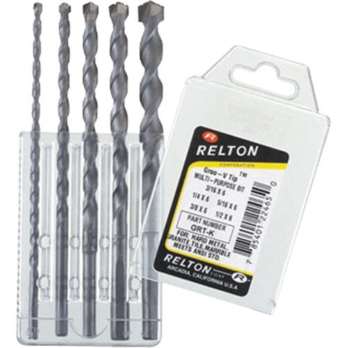 Groo-V Tip Multi-Purpose Specialty Drill Bit Sets, 5 Pieces, Carbide Chandler Sales