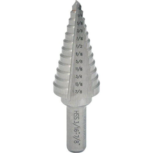 Foret &eacute;tag&eacute; progressif, 1/4" - 3/8", Incr&eacute;ments de 1/8", Acier rapide Chandler Sales
