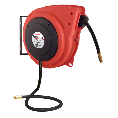 Rolair Automatic Rewind Hose Reel With PVC Hose, Air, 3/8" x 50', Single Hose, 300 psi Chandler Sales