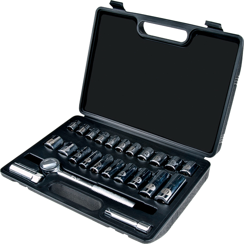 Metric Socket Set, 24 Pcs, 3/8" Drive Size, Deep Chandler Sales