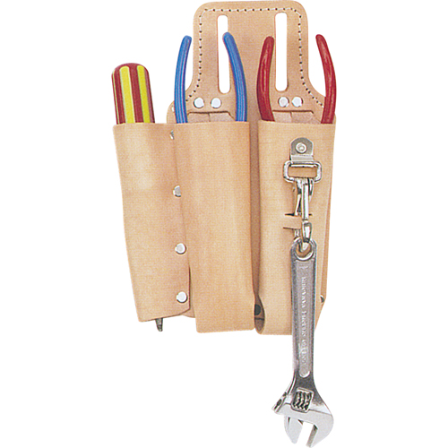Lineman's Tool Pouch, Multiple Tool Holder, Leather, 3 Pockets Chandler Sales